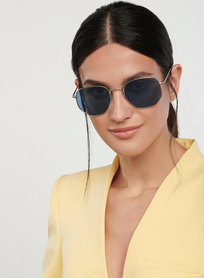 VINCENT CHASE Vincent Chase Eyewear Unisex Hexagonal Sunglasses Silver Frame Blue Lens ( Medium )  - Image 4