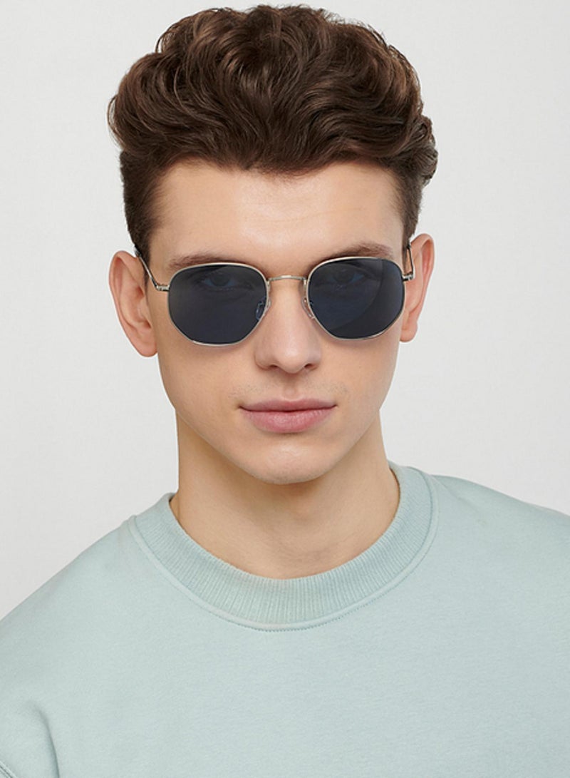 VINCENT CHASE Vincent Chase Eyewear Unisex Hexagonal Sunglasses Silver Frame Blue Lens ( Medium )  - Image 3