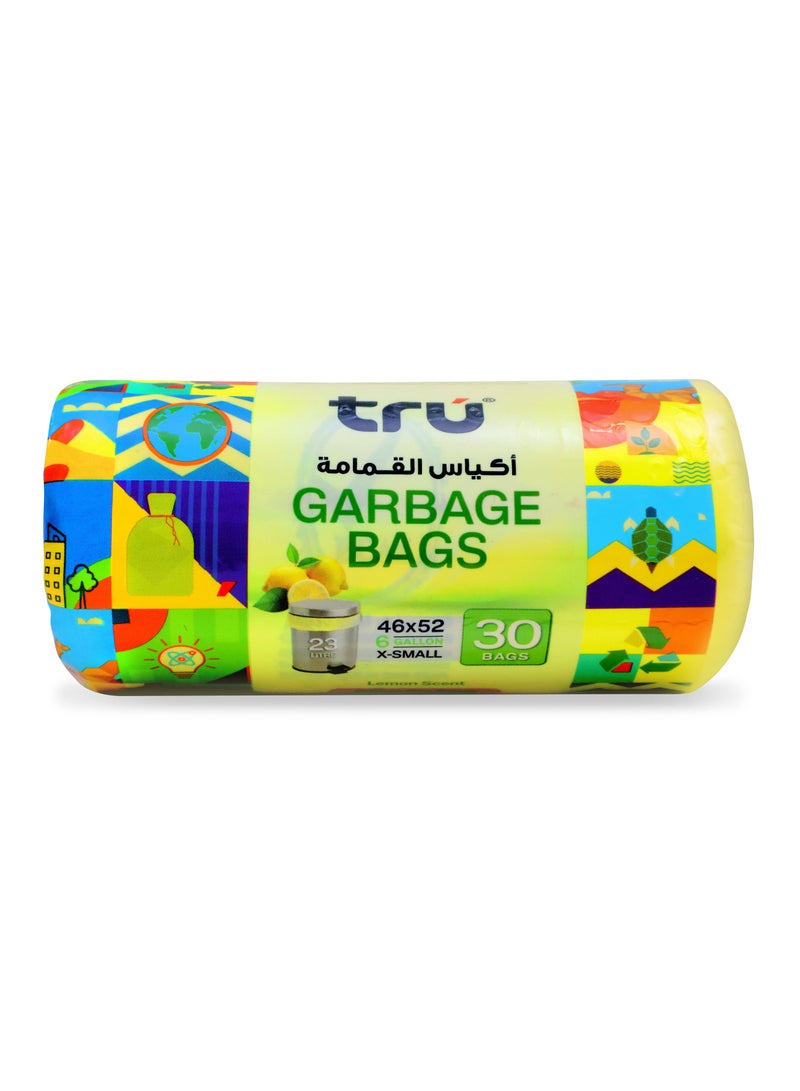 ترو Lemon Scented Garbage Bags Compact Roll 6 Gallon ( 30pc x 3 Rolls ) 90 bags - Yellow 46x52cm  - Image 2