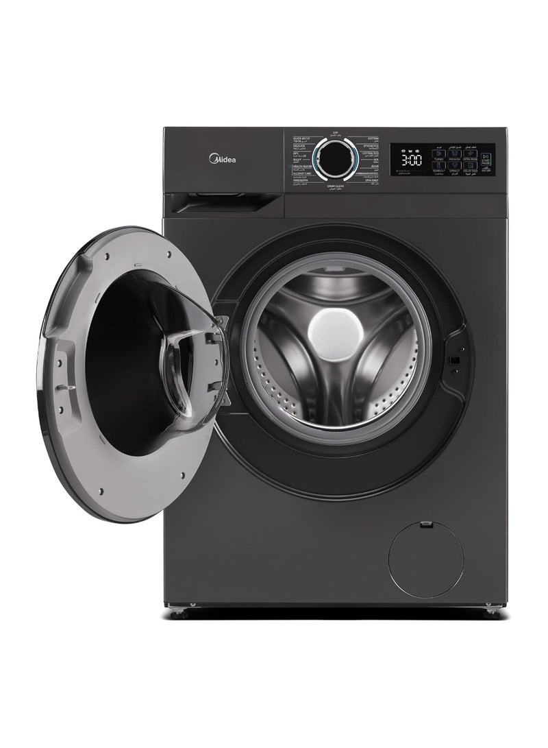 مديا 8KG Front Load Washing Machine With BLDC Inverter Motor, 1400 RPM, 15 Programs, Fully Automatic Washer With Lunar Dial, Integrated Digital Control-LED Display, Water Cube Drum 8 kg MF110W80B/T-GCC Titanium  - Image 2