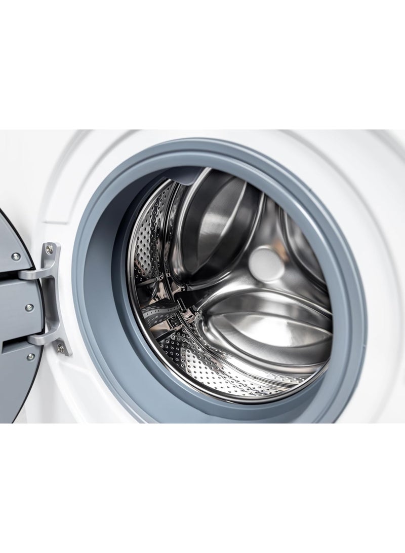 مديا 8KG Front Load Washing Machine With BLDC Inverter Motor, 1400 RPM, 15 Programs, Fully Automatic Washer With Lunar Dial, Integrated Digital Control-LED Display, Water Cube Drum 8 kg MF110W80B/W-GCC White  - Image 5