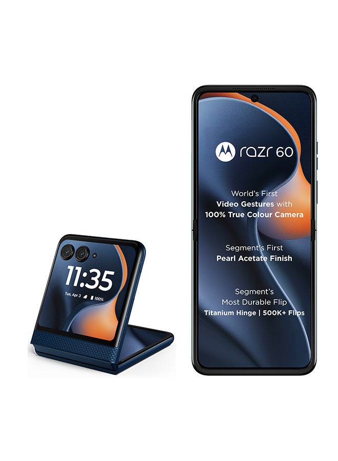 Motorola Razr 60 Dual SIM 5G PANTONE Gibraltar Sea 8GB RAM 256GB With Free Gifts - Middle East Version - Image 1