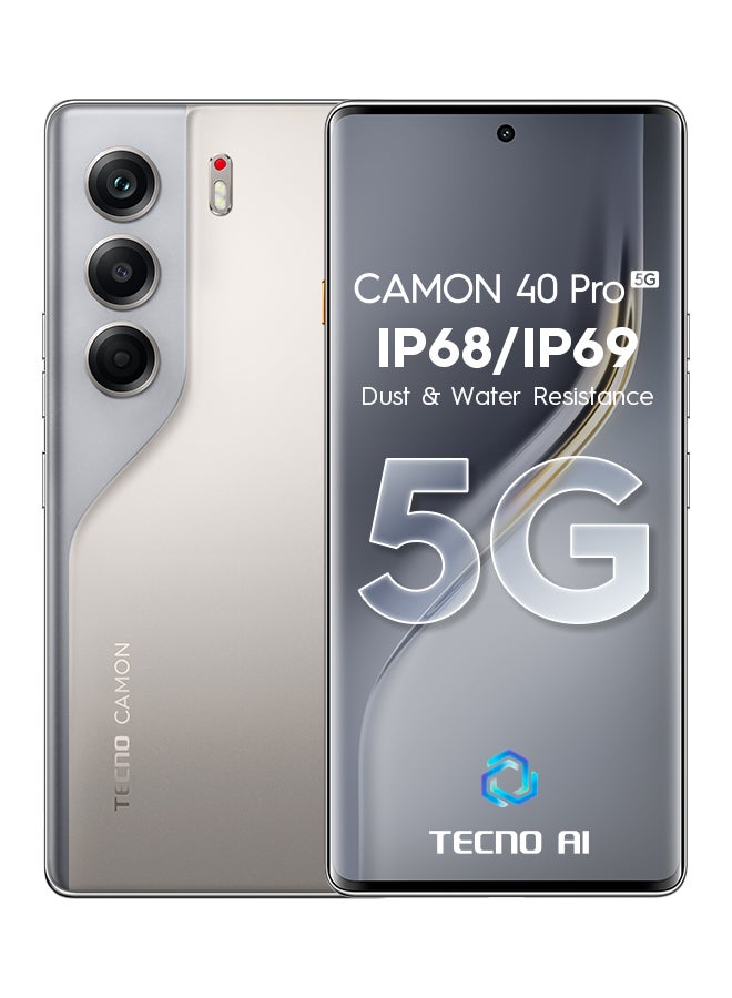 TECNO Camon 40 Pro Dual SIM Sandy Titanium 12GB RAM 256GB 5G - Middle East Version  - Image 1