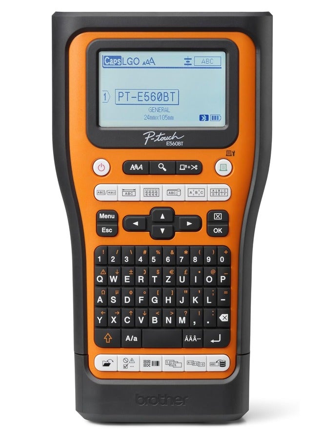 brother Brother PT-E560BTVP Industrial Label Maker with Bluetooth, Li-Ion Battery and Carry Case (for 24mm wide TZE tapes, 18mm wide HSE heat transfer tubing) brown  - Image 1