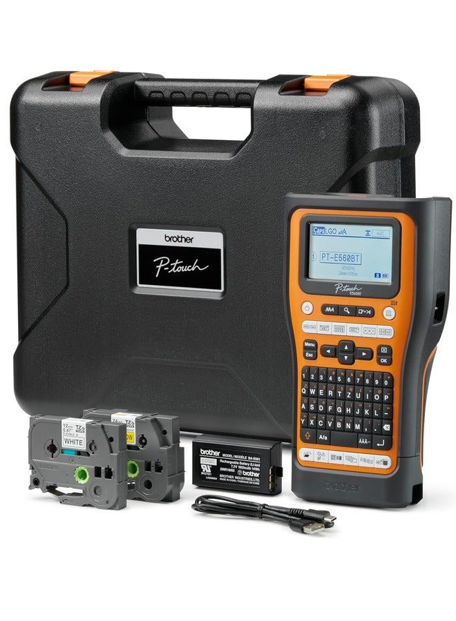 brother Brother PT-E560BTVP Industrial Label Maker with Bluetooth, Li-Ion Battery and Carry Case (for 24mm wide TZE tapes, 18mm wide HSE heat transfer tubing) brown  - Image 5