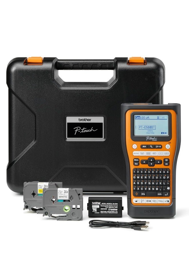 brother Brother PT-E560BTVP Industrial Label Maker with Bluetooth, Li-Ion Battery and Carry Case (for 24mm wide TZE tapes, 18mm wide HSE heat transfer tubing) brown  - Image 4