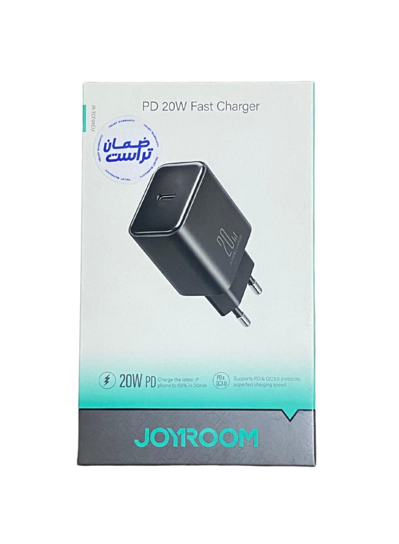 JR-TCF06eu Flash Series EU 20W PD USB - Type C Single Port - Black