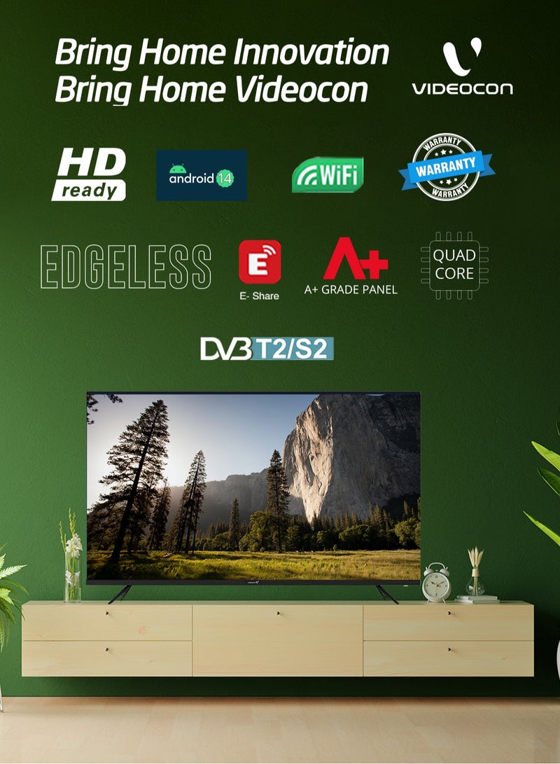 VIDEOCON 32 Inch Edgeless Android 14 HD Ready Smart Tv with 2.0Ch Soundbar Combo- E32EL1100+Soundbar E32EL1100+ Soundbar Black  - Image 2