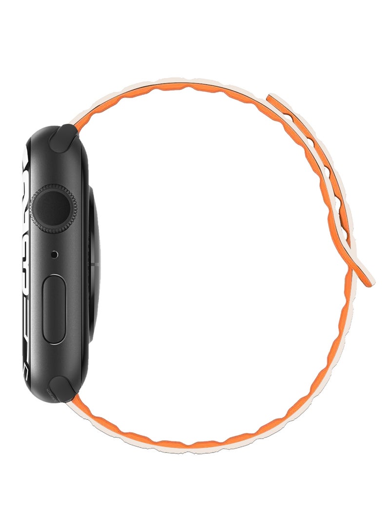 MARGOUN Sport Magnetic Watch Band, Compatible with Apple Watch 44mm 45mm 49mm, 42mm(Series 1-3 Case) Silicone Strap for iWatch Series 9/8/7/6/SE/Ultra White Orange  - Image 3