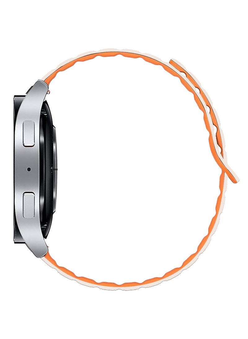 MARGOUN Sport Magnetic Strap Compatible with Samsung Galaxy Watch 7 6 5 4 40mm 44mm/for Galaxy Watch 6 4 Classic Band 42mm 46mm 43mm 47mm/Watch 5 Pro Band 45mm/Active 2, 20mm Adjustable White Orange  - Image 4