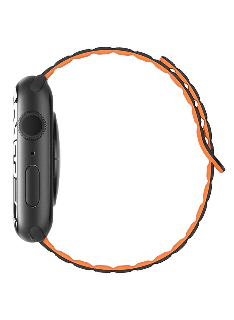 MARGOUN Sport Magnetic Watch Band, Compatible with Apple Watch 44mm 45mm 49mm, 42mm(Series 1-3 Case) Silicone Strap for iWatch Series 9/8/7/6/SE/Ultra Black Orange  - Image 4