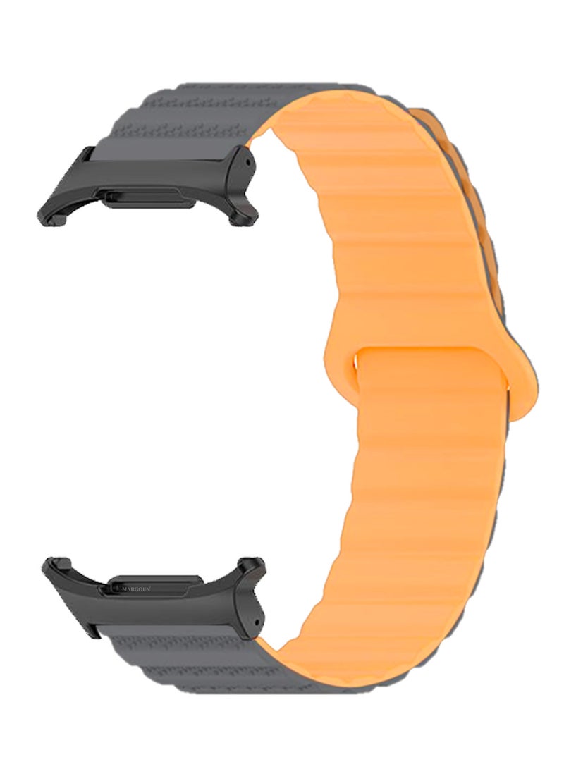 MARGOUN Sport Magnetic Strap Compatible with Samsung Galaxy Watch 7 Ultra 47mm Adjustable Band for Women Grey Orange - Image 1