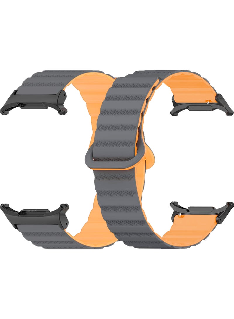 MARGOUN Sport Magnetic Strap Compatible with Samsung Galaxy Watch 7 Ultra 47mm Adjustable Band for Women Grey Orange - Image 5