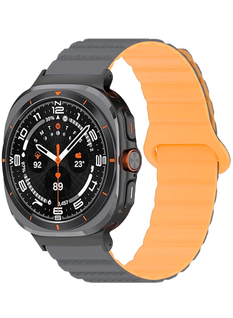MARGOUN Sport Magnetic Strap Compatible with Samsung Galaxy Watch 7 Ultra 47mm Adjustable Band for Women Grey Orange - Image 2
