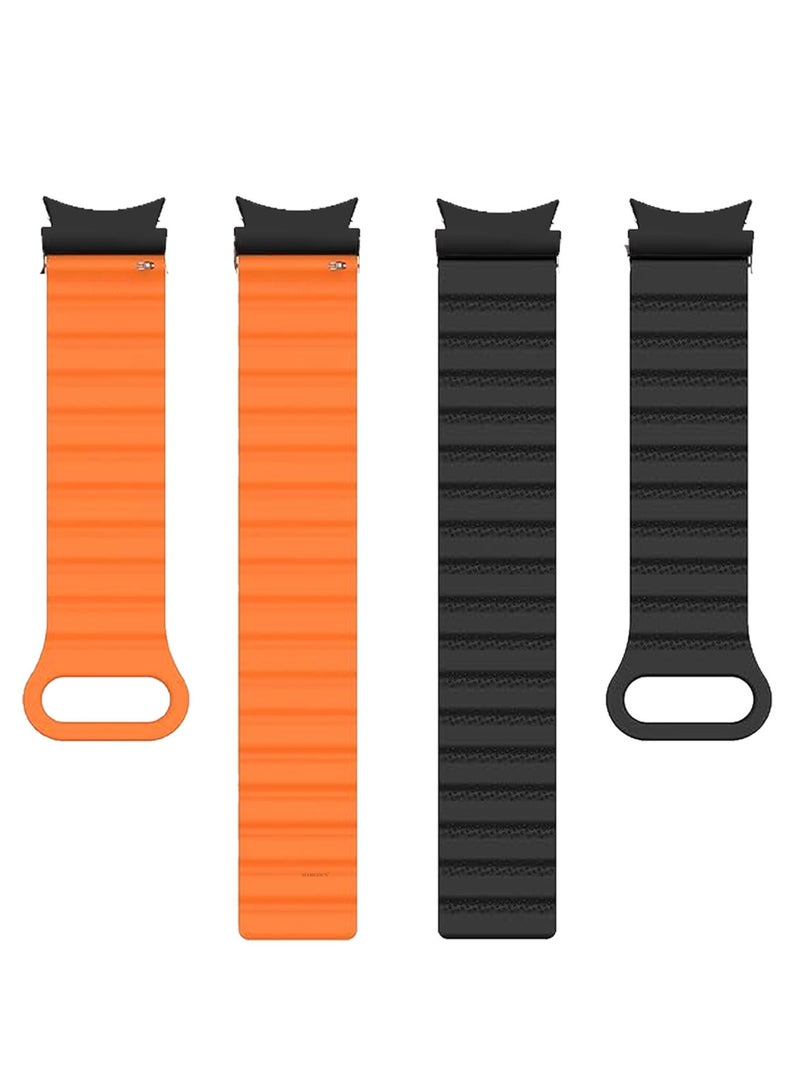 MARGOUN Sport Magnetic Strap Compatible with Samsung Galaxy Watch 7 6 5 4 40mm 44mm/for Galaxy Watch 6 4 Classic Band 42mm 46mm 43mm 47mm/Watch 5 Pro Band 45mm/Active 2, 20mm Adjustable Black Orange  - Image 5