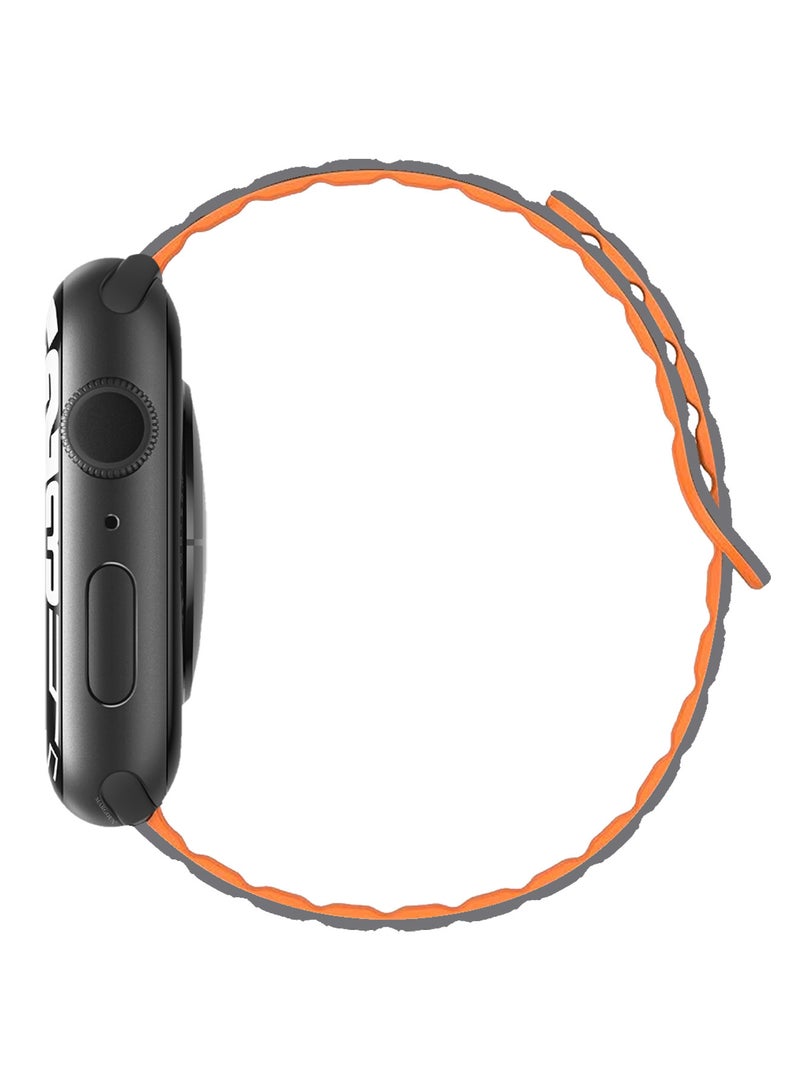 MARGOUN Sport Magnetic Watch Band, Compatible with Apple Watch 44mm 45mm 49mm, 42mm(Series 1-3 Case) Silicone Strap for iWatch Series 9/8/7/6/SE/Ultra Grey Orange - Image 4