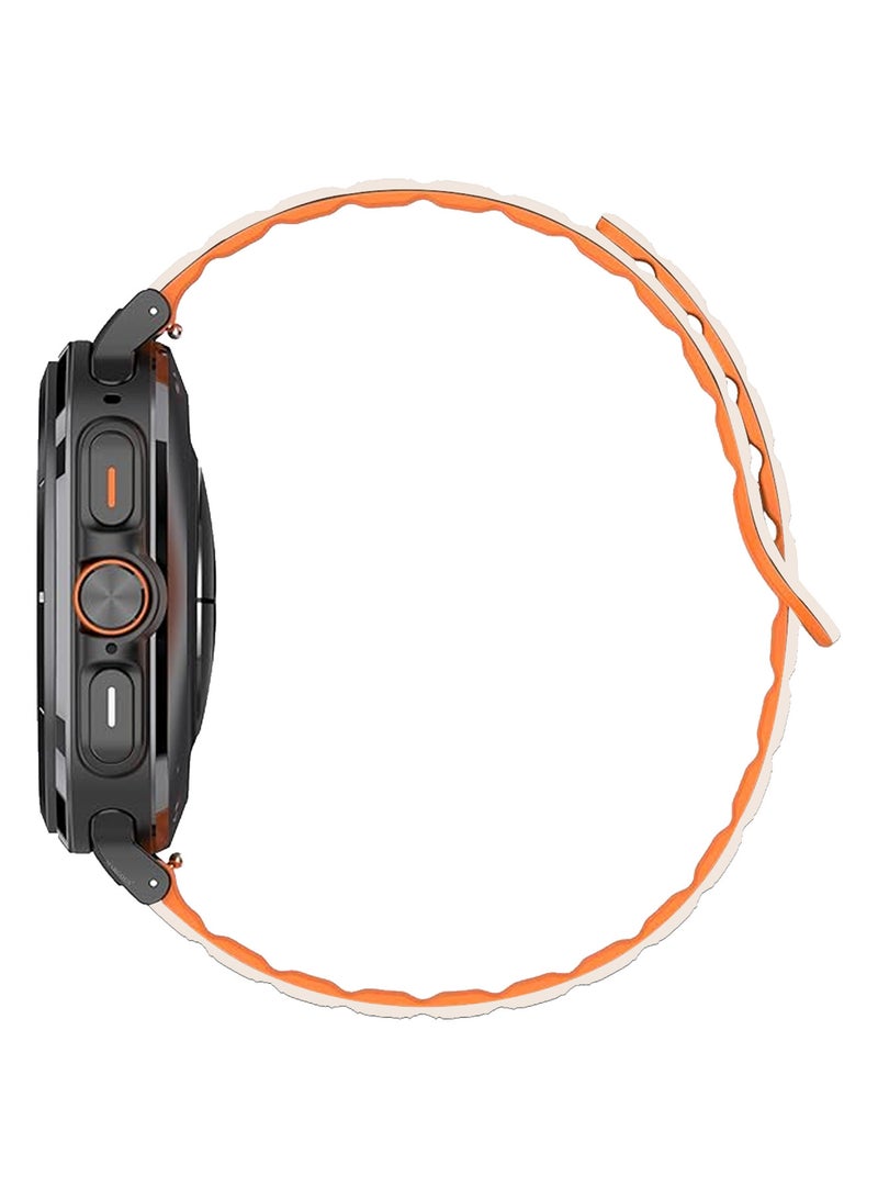 MARGOUN Sport Magnetic Strap Compatible with Samsung Galaxy Watch 7 Ultra 47mm Adjustable Band for Women Men White Orange  - Image 4