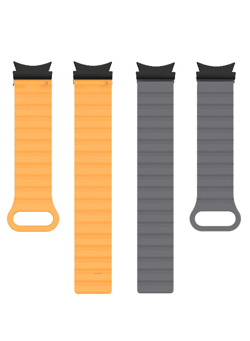 MARGOUN Sport Magnetic Strap Compatible with Samsung Galaxy Watch 7 6 5 4 40mm 44mm/for Galaxy Watch 6 4 Classic Band 42mm 46mm 43mm 47mm/Watch 5 Pro Band 45mm/Active 2, 20mm Adjustable Grey Orange  - Image 5