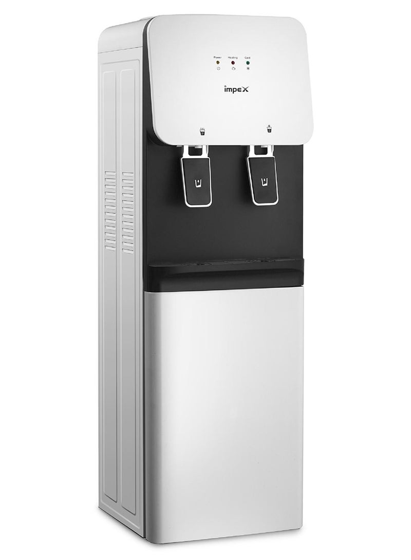 Impex 2-Tap Water Dispenser with Hot & Cold Water | Compressor Cooling | 304 Stainless Steel Tank | 2.0L Cooling & 1.0L Heating Capacity | 550W Heating & 100W Cooling Power | Floor-Standing Design | WD 3904C WD 3904C White &Black - Image 1
