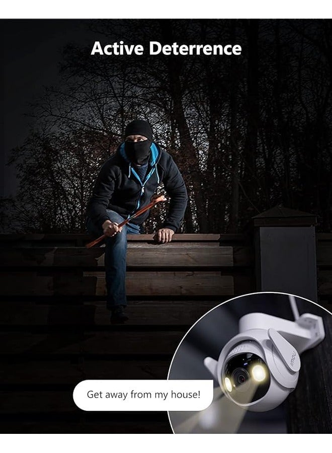 Outdoor Security Camera with AI Human & Vehicle Detection,3K FHD Pan/Tilt Wi-Fi Camera, IP66 Weatherproof，Full Color Night Vision,Active Deterrence with 2-Way Talk, Smart Tracking Cruiser2 5MP