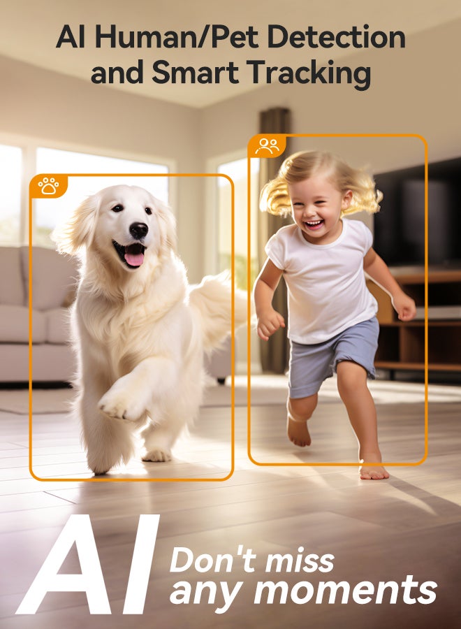 Indoor Security Camera,Two lens resolution total 6MP, AI Human & Pet Detection，Smart Tracking, Smart Color Night Vision,Privacy Mode, Active Deterrence with 2-Way Talk,Ranger Dual 6MP