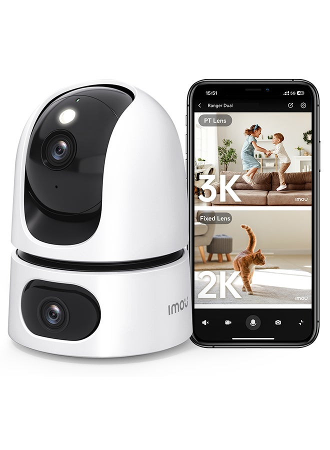 IMOU Ranger Dual 3K Security Camera, HD 5MP&5MP Baby Monitor with Camera and Audio, Pet Camera, Dual-Lens WIFI Camera, 355° Views Pan/Tilt Home CCTV Camera /2 Way Audio, Human Detection, Imou Cloud Storage  - Image 1