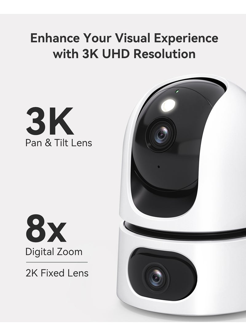 IMOU Ranger Dual 3K Security Camera, HD 5MP&5MP Baby Monitor with Camera and Audio, Pet Camera, Dual-Lens WIFI Camera, 355° Views Pan/Tilt Home CCTV Camera /2 Way Audio, Human Detection, Imou Cloud Storage  - Image 3