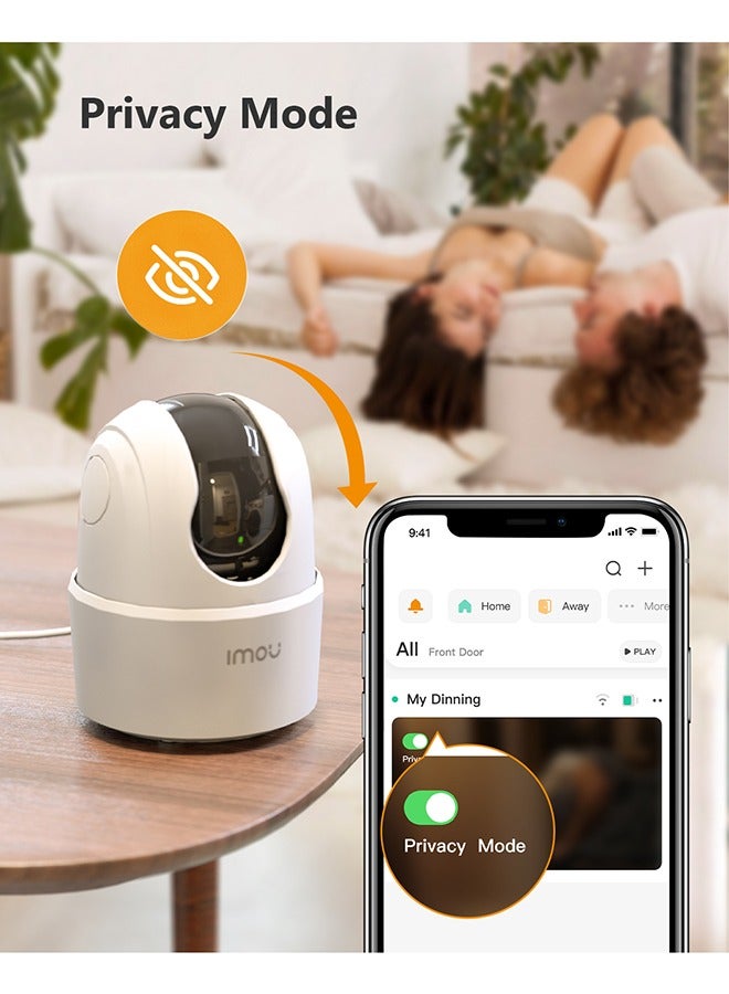 ايمو عبوة من 2 كاميرا رينجر 2C للأمان بتقنية WiFi بزاوية 360 درجة (بيضاء)، تدعم بطاقة SD بسعة تصل إلى 256 جيجابايت، دقة 1080P عالية الوضوح، وضع الخصوصية، أليكسا ومساعد جوجل، كشف الحركة وكشف البشر، صوت ثنائي الاتجاه، رؤية ليلية - Image 5