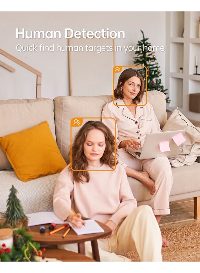 ايمو عبوة من 2 كاميرا رينجر 2C للأمان بتقنية WiFi بزاوية 360 درجة (بيضاء)، تدعم بطاقة SD بسعة تصل إلى 256 جيجابايت، دقة 1080P عالية الوضوح، وضع الخصوصية، أليكسا ومساعد جوجل، كشف الحركة وكشف البشر، صوت ثنائي الاتجاه، رؤية ليلية - Image 3