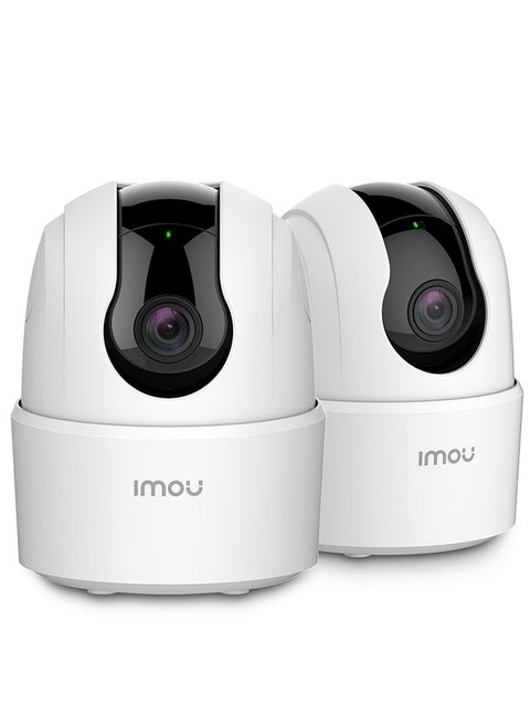 Pack of 2 Ranger 2C 360 Degree WiFi Security Camera (White), Up to 256GB SD Card Support, 1080P Full HD, Privacy Mode, Alexa Google Assistant, Motion Detection & Human Detection, 2-Way Audio, Night Vision
