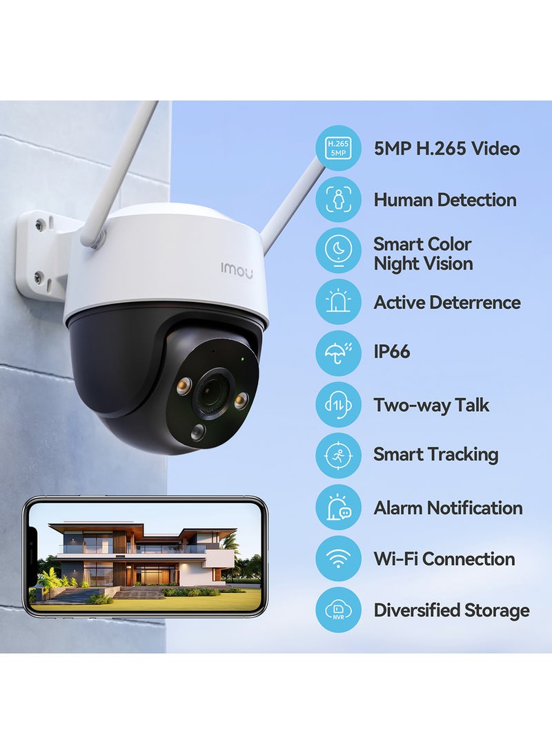 ايمو كاميرا أمان خارجية مع ضوء الفيضانات وإنذار صوتي، 5 ميجابكسل QHD بان/ميل، كشف الإنسان IP66، ردع نشط، رؤية ليلية ملونة ذكية مع حديث ثنائي الاتجاه، كروزر SE+ 5 ميجابكسل - Image 3