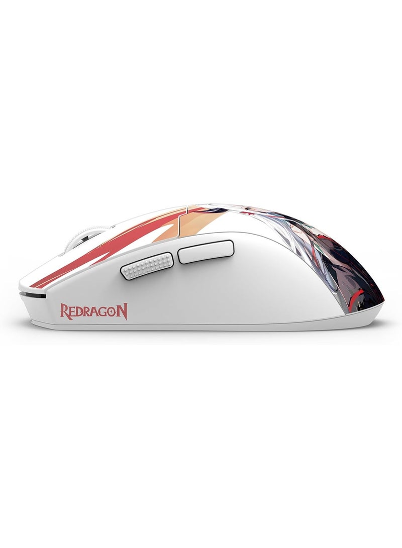 REDRAGON M918AKG 3-Mode Wireless Gaming Mouse, 55G Ultra Lightweight 26K DPI Mouse Ergonomic Natural Grip Build, Full Programmable Buttons, Software Supports DIY Keybinds & DPI, White - Image 2