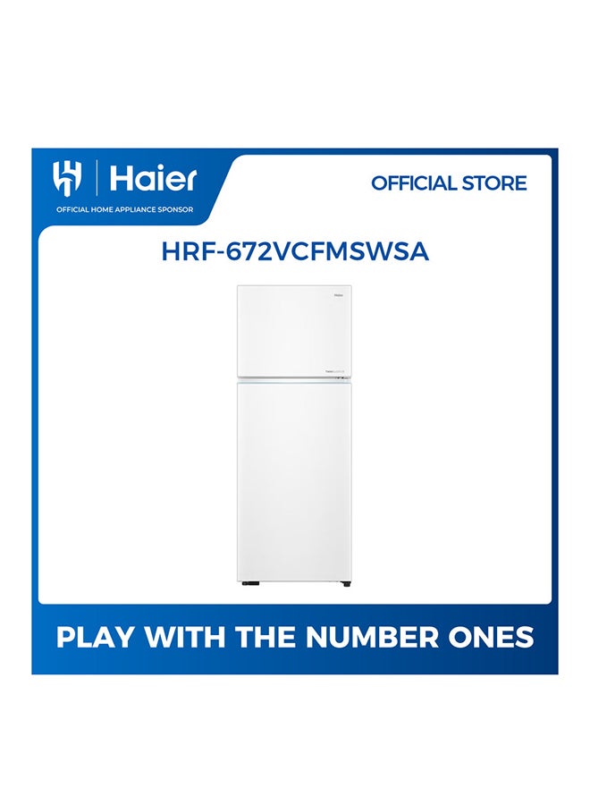 هاير ثلاجة TM، 16.7 قدم مكعب/473 لتر (ثلاجة 13.2 قدم مكعب/374 لتر، فريزر 3.5 قدم مكعب/99 لتر)، عاكس مزدوج (ضاغط ومروحة)، تدفق هواء متعدد، ديود فريش، لا ثلج كلي، تحكم رقمي ذكي، أضواء LED، غاز تبريد R600a - Image 1