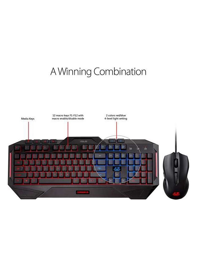 أسوس Renewed - Cerberus Gaming Keyboard And Mouse Combo black - Image 3