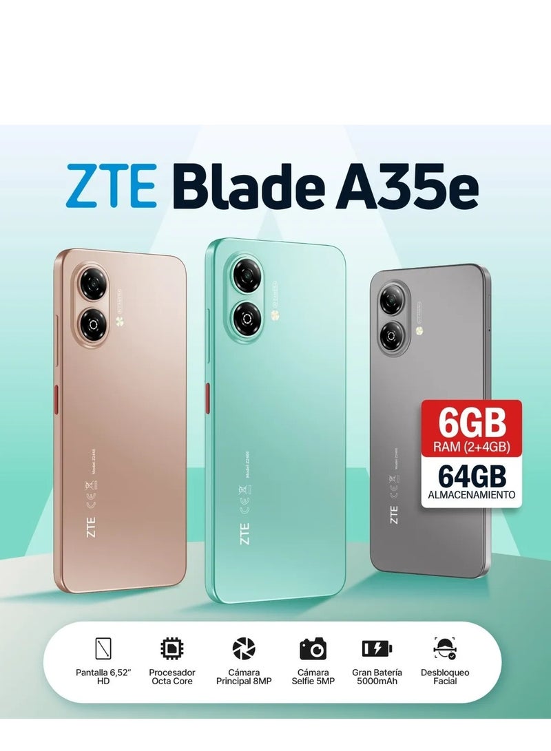 ZTE Blade A35e Dual SIM Ice Green (2+4)GB RAM 64GB 5G - International Version - Image 5