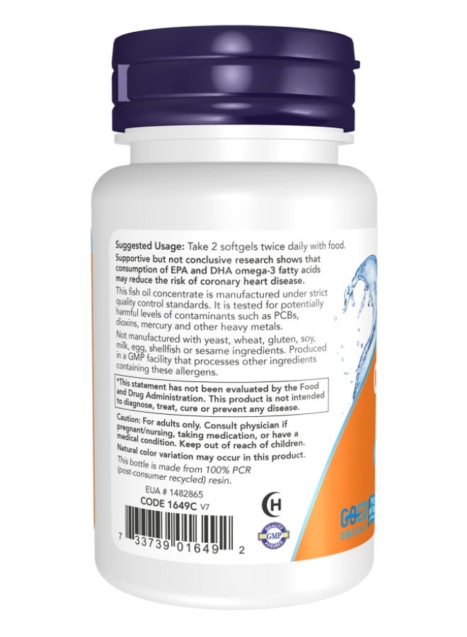 ناو فودز Omega3 1000Mg Fish Oil Molecularly Distilled 30 Softgels - Image 3