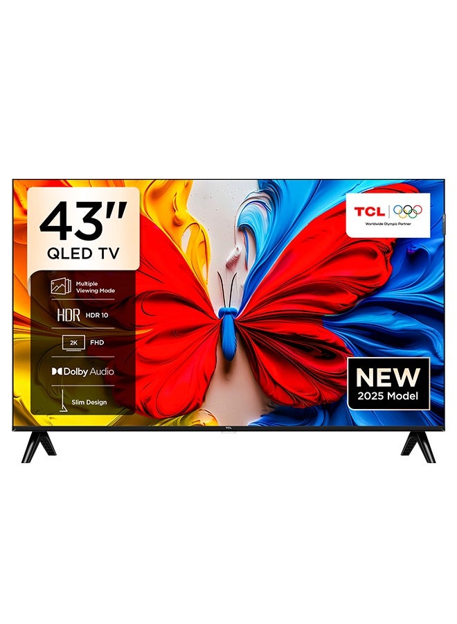 TCL Television 43 Inch Smart TV QLED HDR 10 Google TV, Dolby Audio, Game Mode, Multiple Eye Care with Slim Design-43S5K (2025 Model) 43S5K BLACK