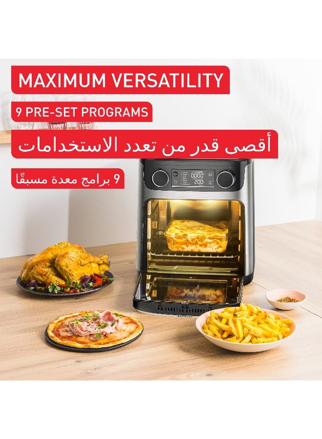 تيفال قلاية هوائية رقمية متعددة الوظائف 15 لتر بحجم عائلي ونظام تسخين مزدوج 1800 واط مع 9 برامج مسبقة الإعداد ونافذة كبيرة - Image 3