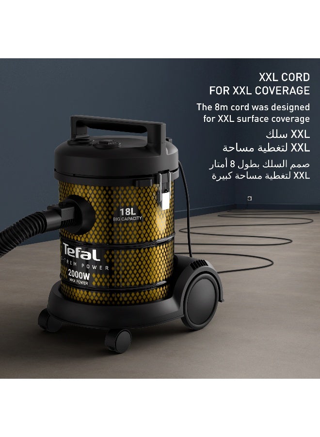 تيفال مكنسة كهربائية إكس-ترم باور 2000 واط أداء قوي سعة 18 لتر كابل 8 متر - Image 5