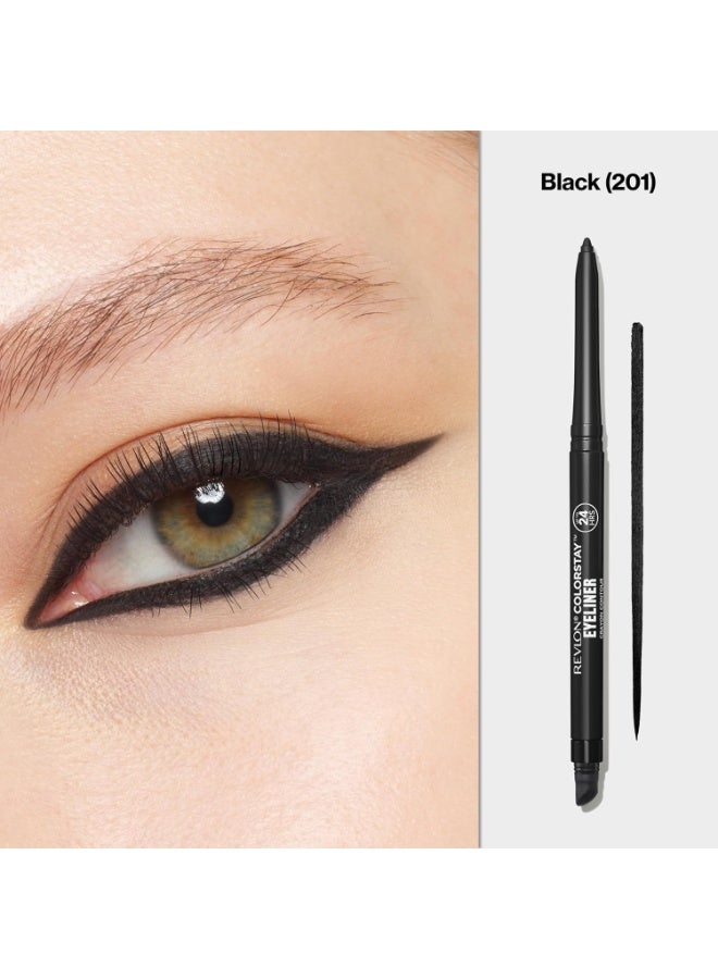 ريفلون قلم تحديد العيون من ريفلون كولور ستاي مع شاربنر مدمج، مقاوم للماء، مقاوم للتلطخ، مكياج عيون يدوم طويلاً مع طرف فائق الدقة، 201 أسود، 0.01 أونصة - Image 3