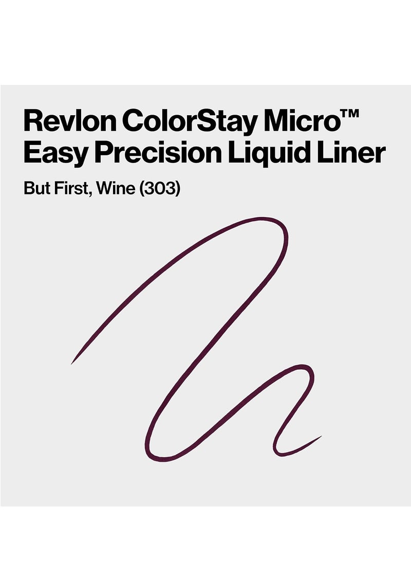 ريفلون ColorStay Micro Easy Precision Liquid Eyeliner, Waterproof, Smudgeproof, Longwearing with Felt Tip Applicator, 0.057 fl oz 303 But First, Wine - Image 2