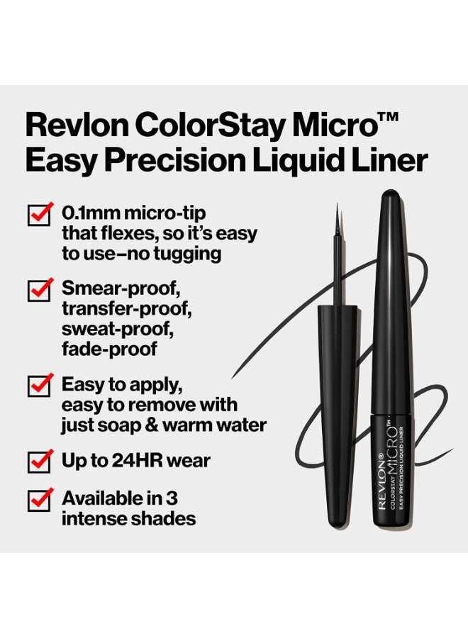 ريفلون ColorStay Micro Easy Precision Liquid Eyeliner, Waterproof, Smudgeproof, Longwearing with Felt Tip Applicator, 0.057 fl oz 303 But First, Wine - Image 4