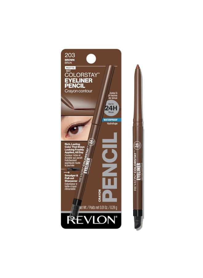 ريفلون قلم تحديد العيون المقاوم للماء ColorStay، مقاوم للتلطخ، مكياج عيون مع شاربنر مدمج، قد يختلف التعبئة، 203 0.01 أونصة - Image 1