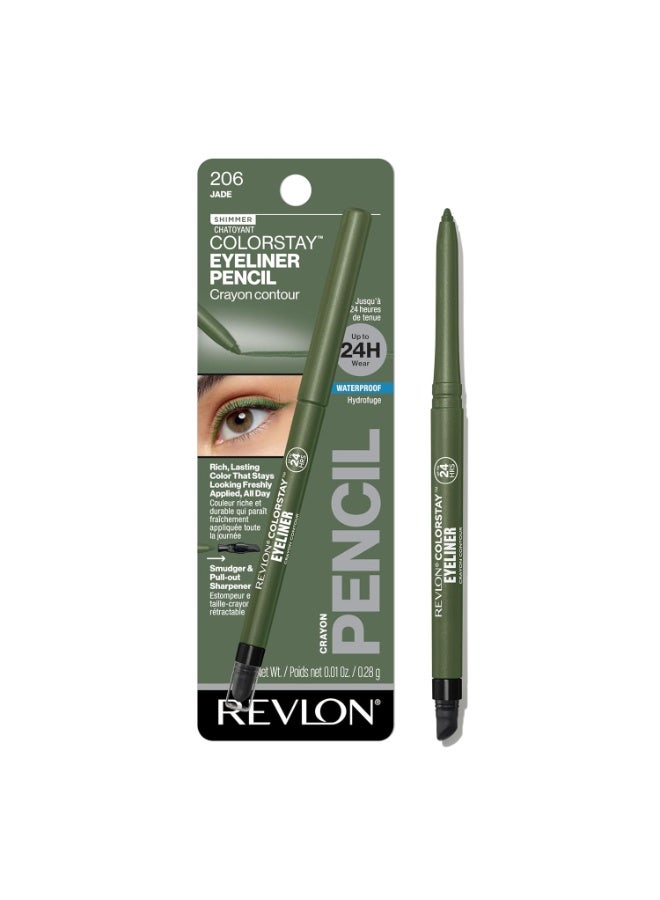 ريفلون قلم تحديد العيون المقاوم للماء ColorStay، مقاوم للتلطخ، مكياج عيون مع شاربنر مدمج، 206، 0.01 أونصة - Image 1