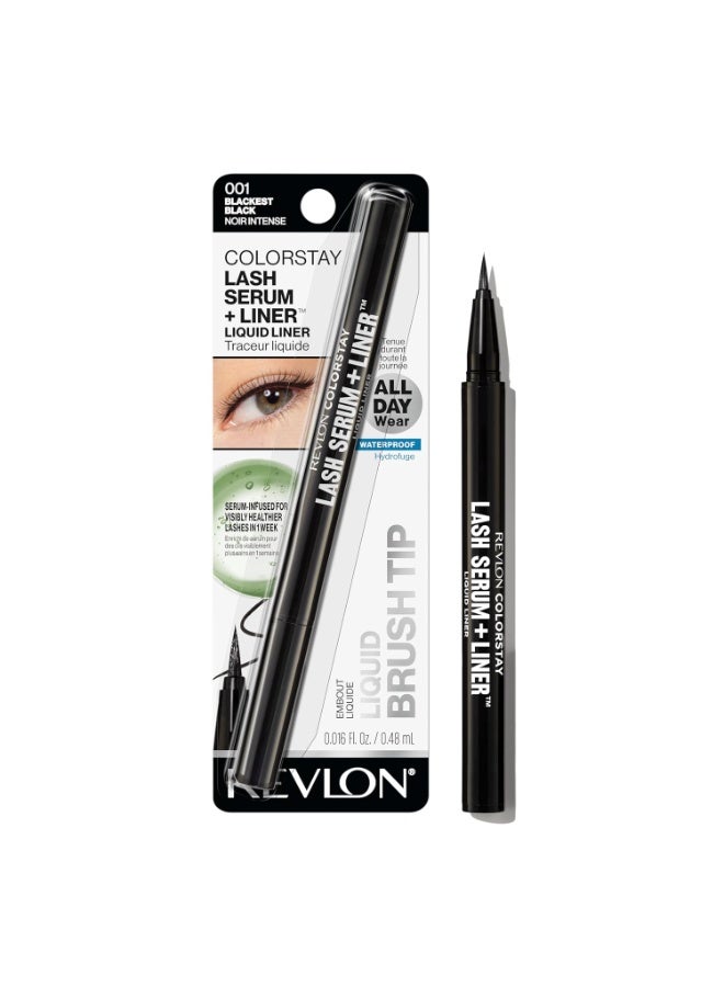 ريفلون ColorStay Lash Serum + Liner, Waterproof Eyeliner, Healthier Looking Eyelashes, Smudge-Resistant Flexible Brush Tip, 001 001 Blackest Black - Image 1