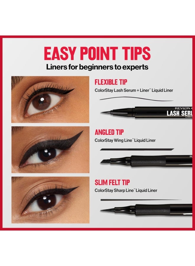 ريفلون ColorStay Lash Serum + Liner, Waterproof Eyeliner, Healthier Looking Eyelashes, Smudge-Resistant Flexible Brush Tip, 001 001 Blackest Black - Image 5
