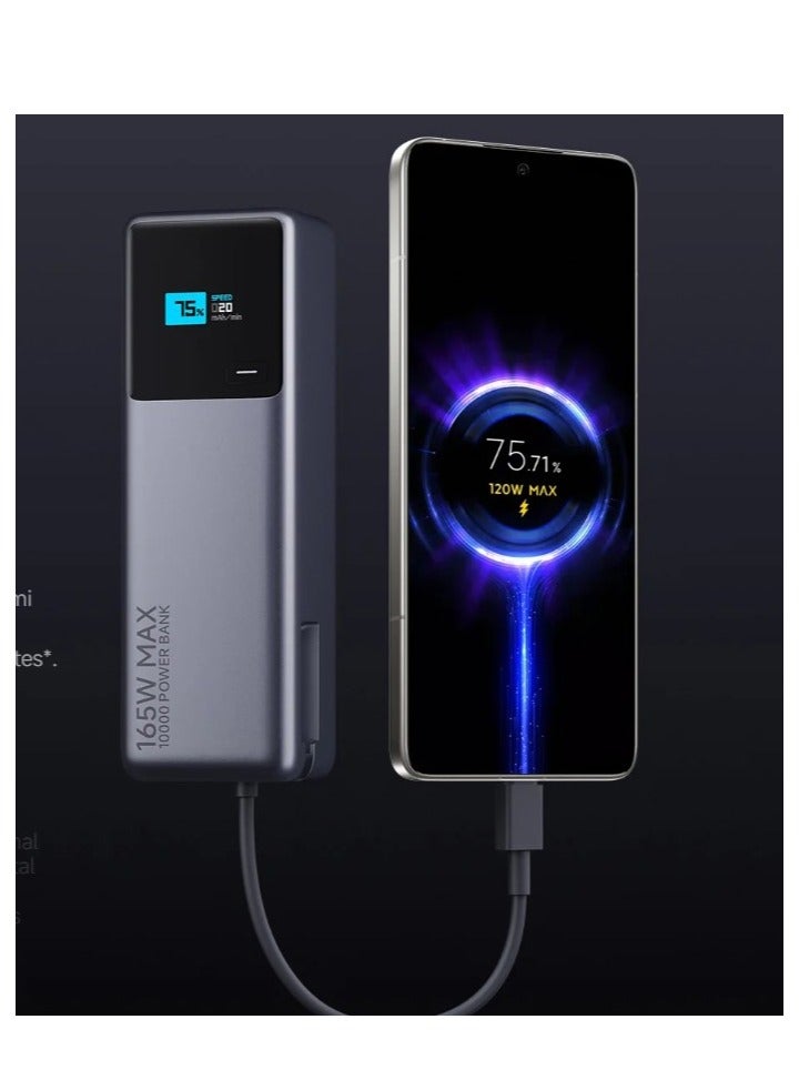 Xiaomi 165W Power Bank 10000 (Integrated Cable) Ultra-fast charging, Full Power Grey - Image 2