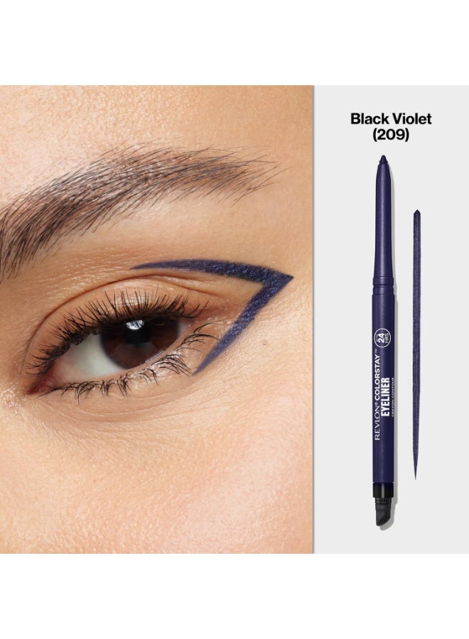 ريفلون قلم تحديد العيون المقاوم للماء من ريفلون كولور ستاي، مقاوم للتلطخ، مكياج عيون مع شاربنر مدمج، قد يختلف التغليف، 209 بنفسجي أسود، 0.01 أونصة - Image 3