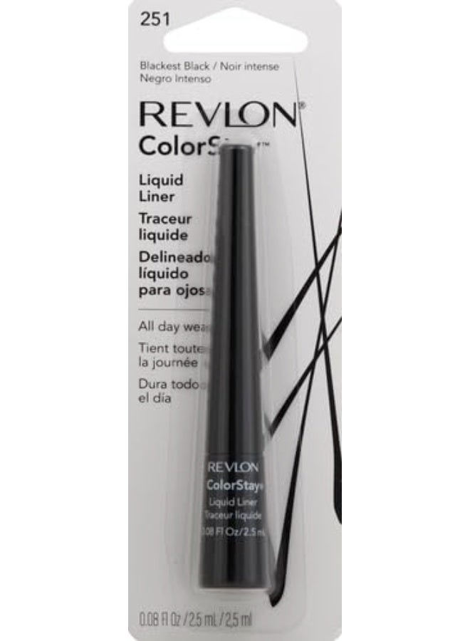 ريفلون Revlon Liquid Eyeliner, ColorStay Eye Makeup, Waterproof, Smudgeproof, Longwearing with Ultra-Fine Tip, 251 Blackest Black, 0.08 Fl Oz (Pack of 1) Blackest Black - Image 2
