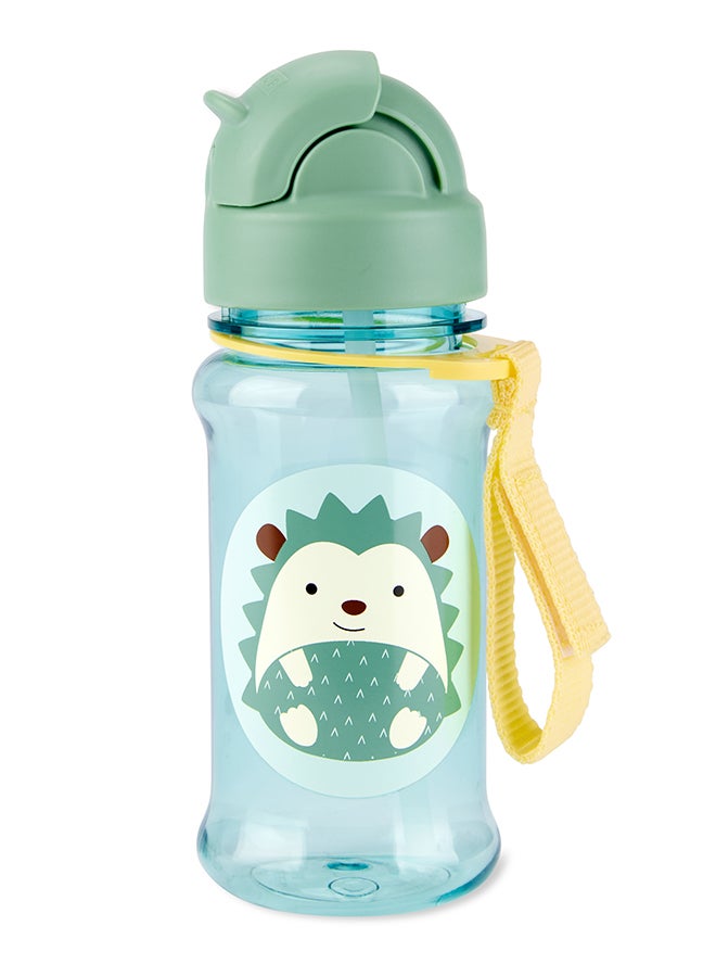 سكيب هوب Zoo Straw Bottle Hedgehog - Kids Water Bottle with Flip-Down Straw and Silicone Sleeve  - Image 1